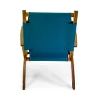 Armchair in Acacia Wood and Cotton/Polyester Blend Fabric - Bottega Viadurini