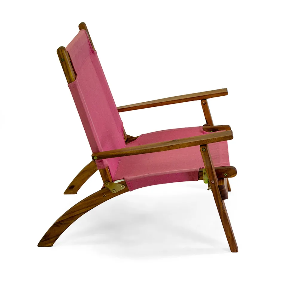 Armchair in Acacia Wood and Cotton/Polyester Blend Fabric - Bottega Viadurini