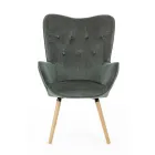 Design Armchair in Beech Wood and Green or Grey Velvet - Gilly Viadurini