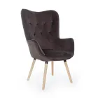 Design Armchair in Beech Wood and Green or Grey Velvet - Gilly Viadurini