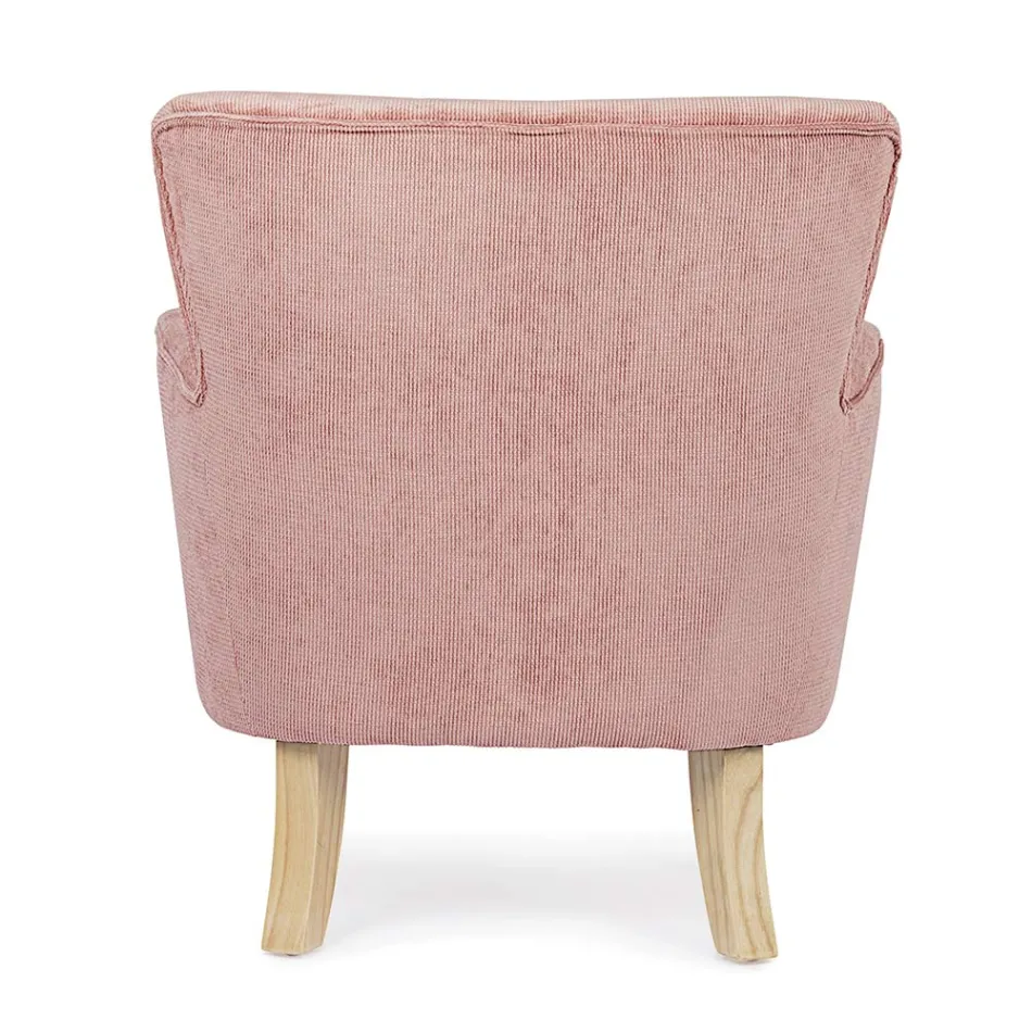 Pine Wood Armchair and Velvet Effect Seat Coste 4 Finishes - Molly Viadurini