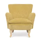 Pine Wood Armchair and Velvet Effect Seat Coste 4 Finishes - Molly Viadurini