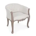 Wooden Armchair Seat in Natural Linen and Cotton Classic Design - Katen Viadurini