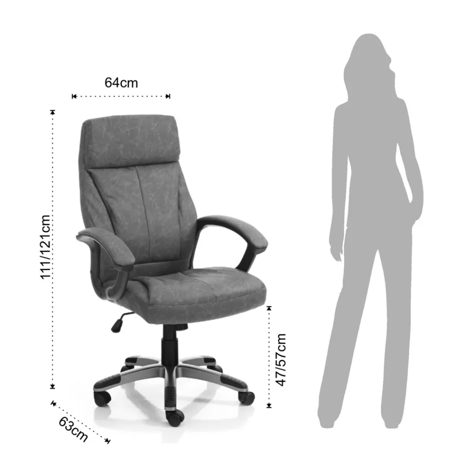 Armchair in Aged Effect Synthetic Leather - Rhodium Viadurini