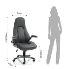 Armchair in Grey Synthetic Leather with Aged Effect - Renio Viadurini