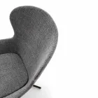 Fabric Armchair with Swivel Base in Precious Metal Made in Italy - Papaya Viadurini