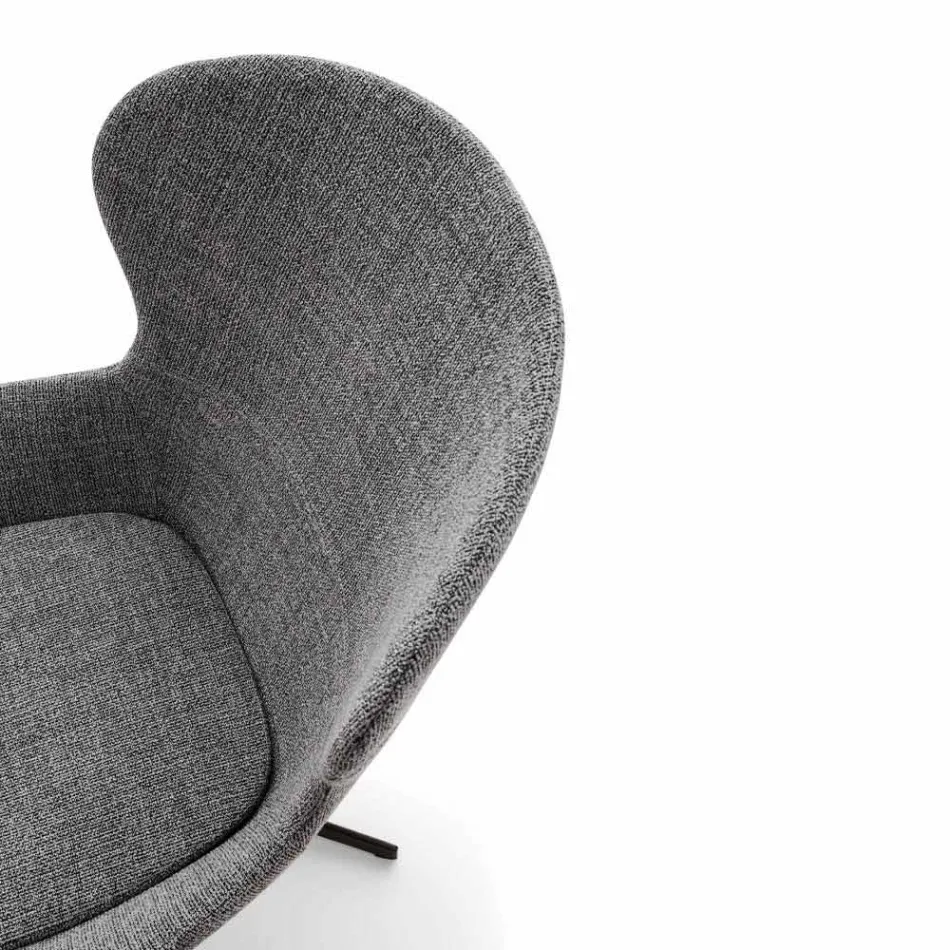 Fabric Armchair with Swivel Base in Precious Metal Made in Italy - Papaya Viadurini