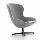 Fabric Armchair with Swivel Base in Precious Metal Made in Italy - Papaya Viadurini