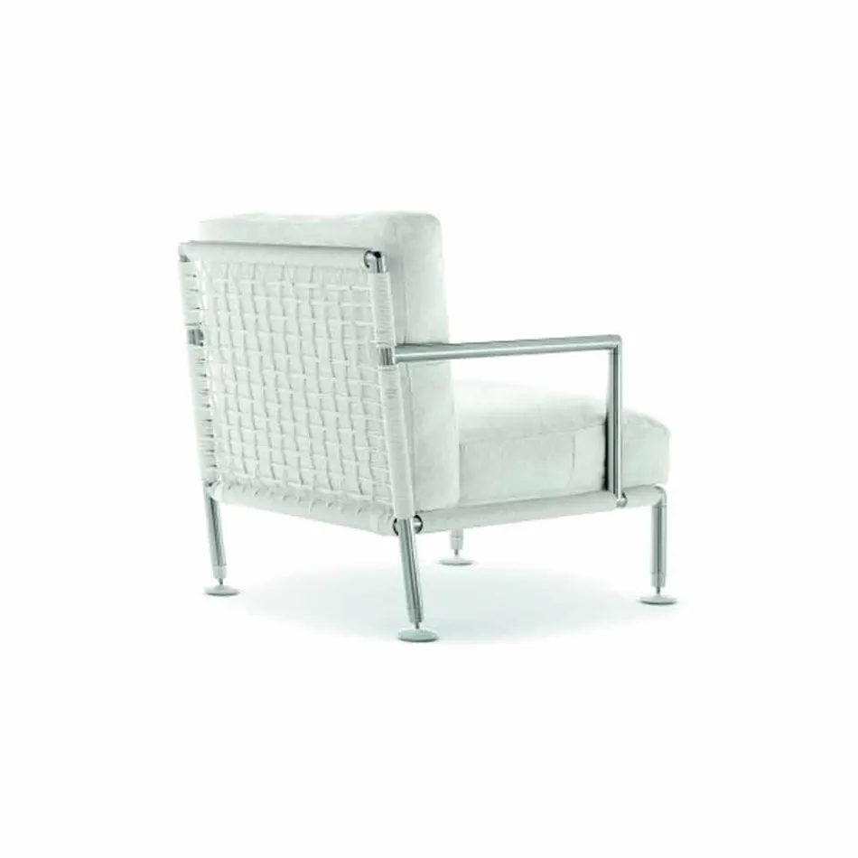 Modern Design Armchair in Steel and Black or White PVC for Outdoor - Ontario2 Viadurini