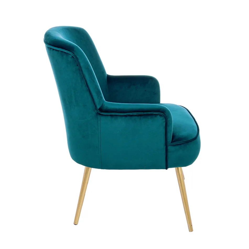 Modern Armchair in Steel and Velvet Effect Seat 3 Finishes - Matty Viadurini