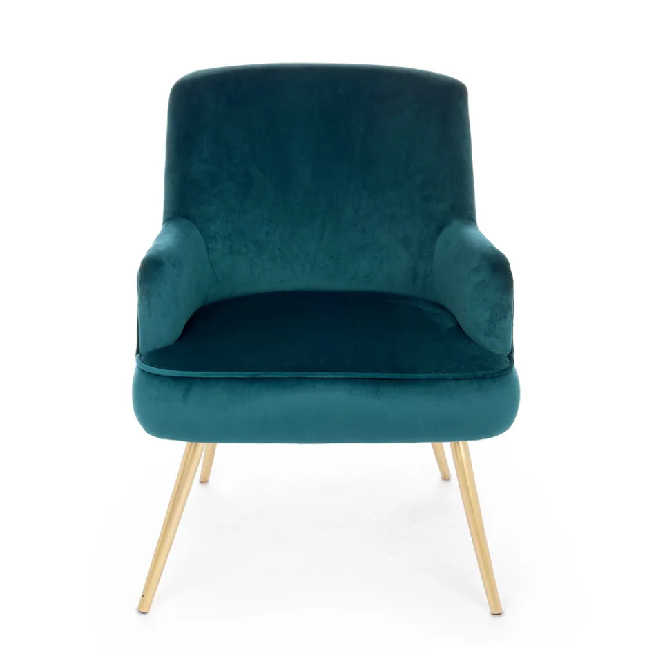 Modern Armchair in Steel and Velvet Effect Seat 3 Finishes - Matty Viadurini