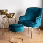 Modern Armchair in Steel and Velvet Effect Seat 3 Finishes - Matty Viadurini