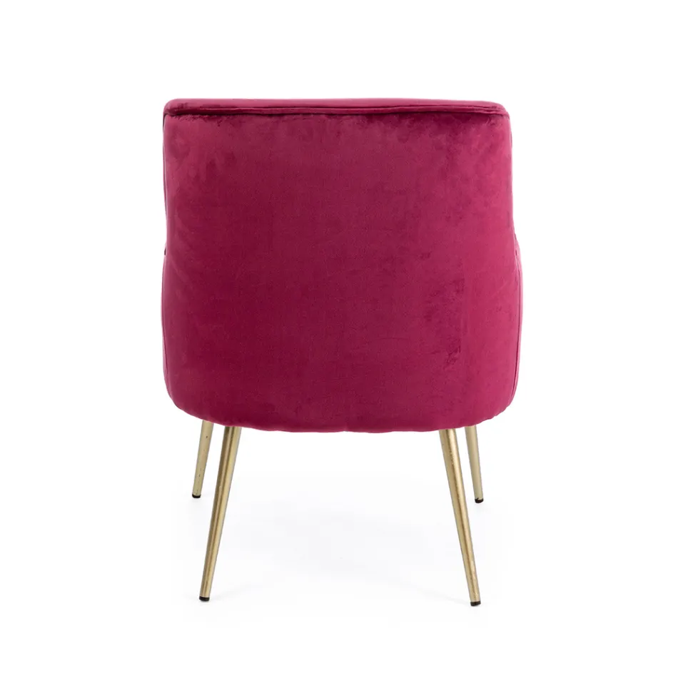 Modern Armchair in Steel and Velvet Effect Seat 3 Finishes - Matty Viadurini