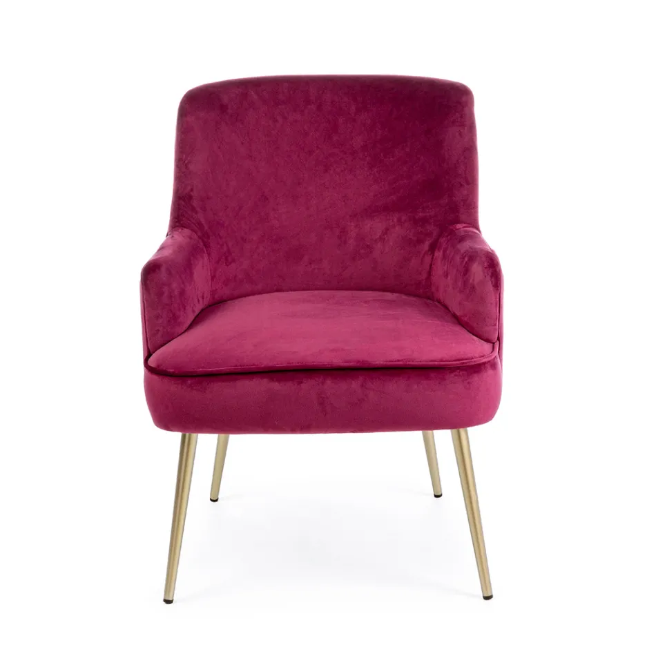 Modern Armchair in Steel and Velvet Effect Seat 3 Finishes - Matty Viadurini