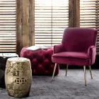 Modern Armchair in Steel and Velvet Effect Seat 3 Finishes - Matty Viadurini