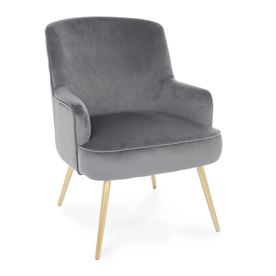 Modern Armchair in Steel and Velvet Effect Seat 3 Finishes - Matty Viadurini