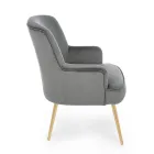 Modern Armchair in Steel and Velvet Effect Seat 3 Finishes - Matty Viadurini