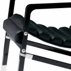 Modern Armchair in Glossy Black Lacquered Wood and Leather Made in Italy - Conga Viadurini