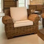 Outdoor Armchair in Abaca with Cushions Included - Lagertha Viadurini
