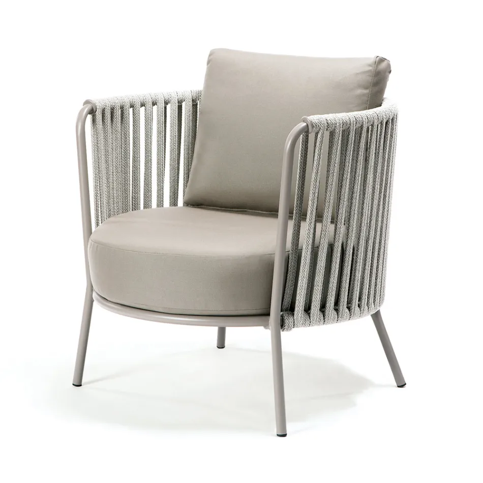 Outdoor Armchair in Steel Various Sizes and Cushions Included Made in Italy - Bronn Viadurini