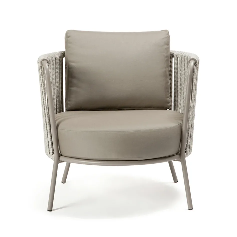 Outdoor Armchair in Steel Various Sizes and Cushions Included Made in Italy - Bronn Viadurini