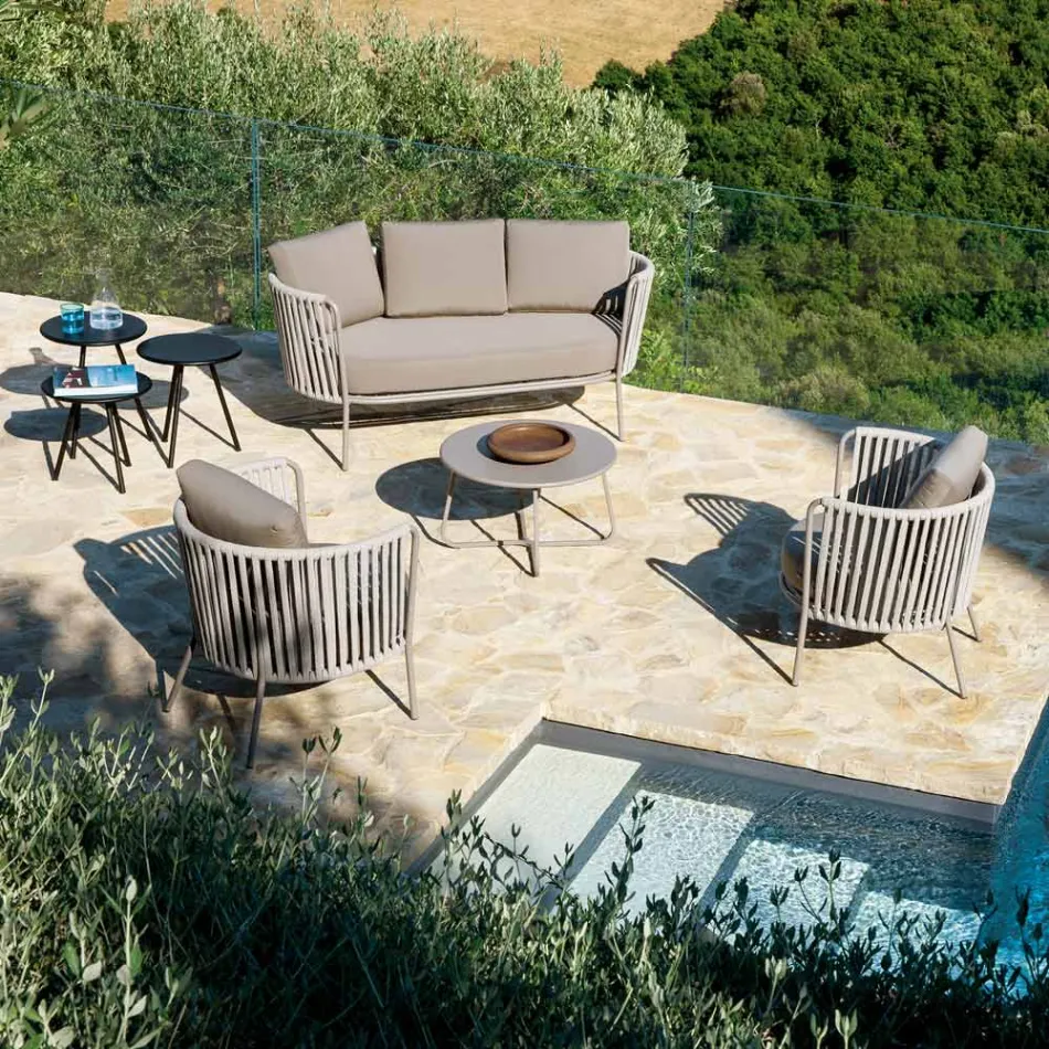 Outdoor Armchair in Steel Various Sizes and Cushions Included Made in Italy - Bronn Viadurini