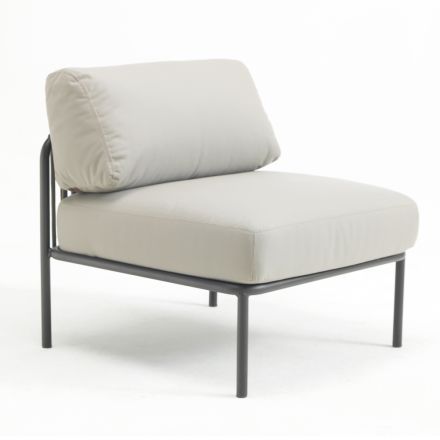 Outdoor Armchair in Galvanized Steel and Rope with Cushions Made in Italy - Helga Viadurini