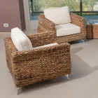 Outdoor Armchair in Banana Weaving with Cushions - Legolas Viadurini