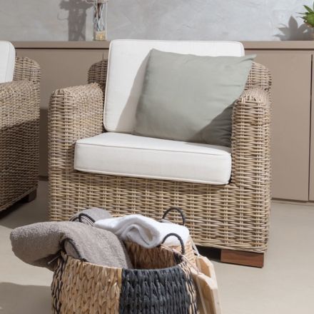 Outdoor Armchair in Grey Kubù with Cushions – Cerys Viadurini