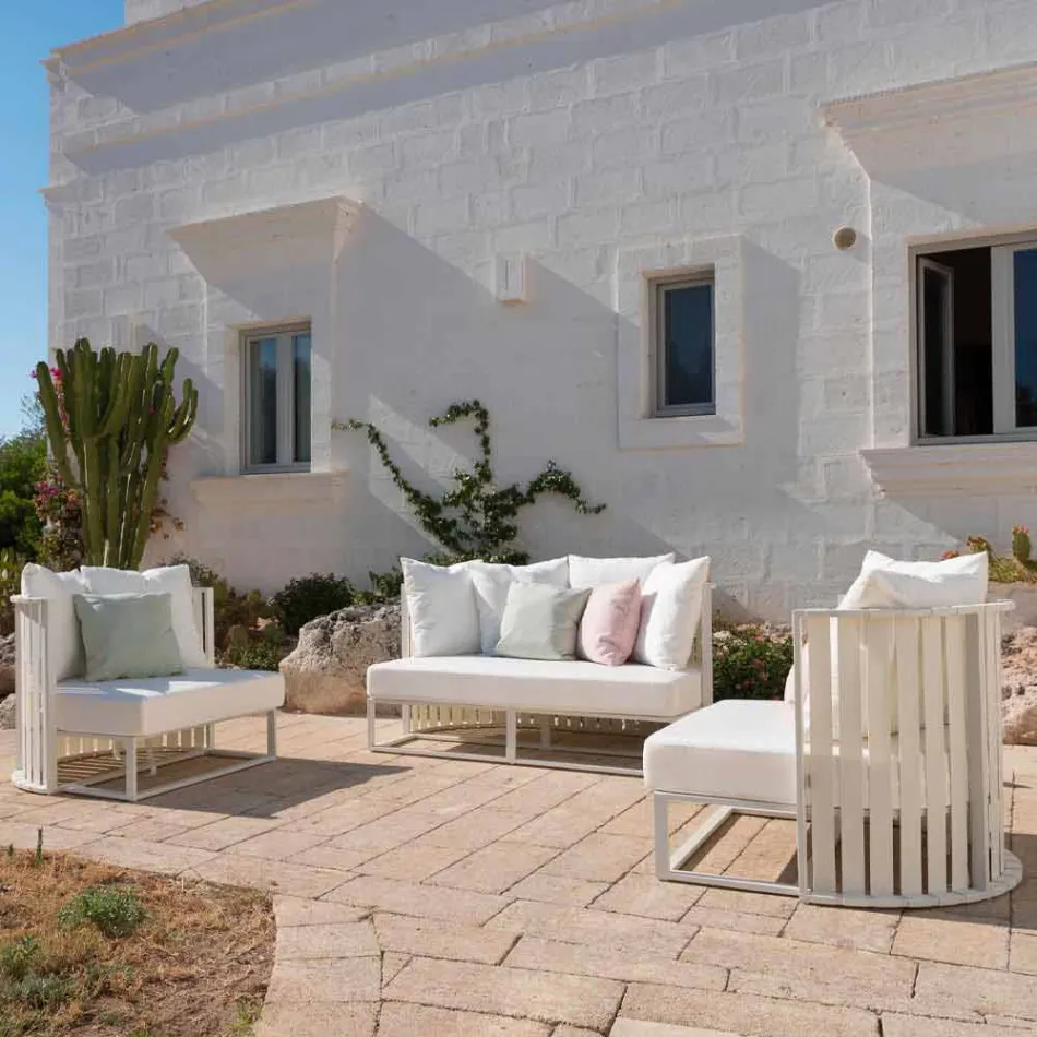 Outdoor Armchair in Aluminium and Luxury Design Ropes 3 Finishes - Julie Viadurini