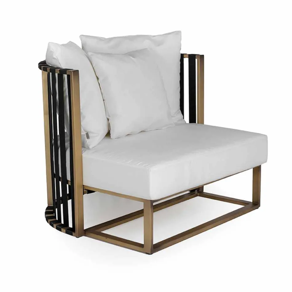 Outdoor Armchair in Aluminium and Luxury Design Ropes 3 Finishes - Julie Viadurini