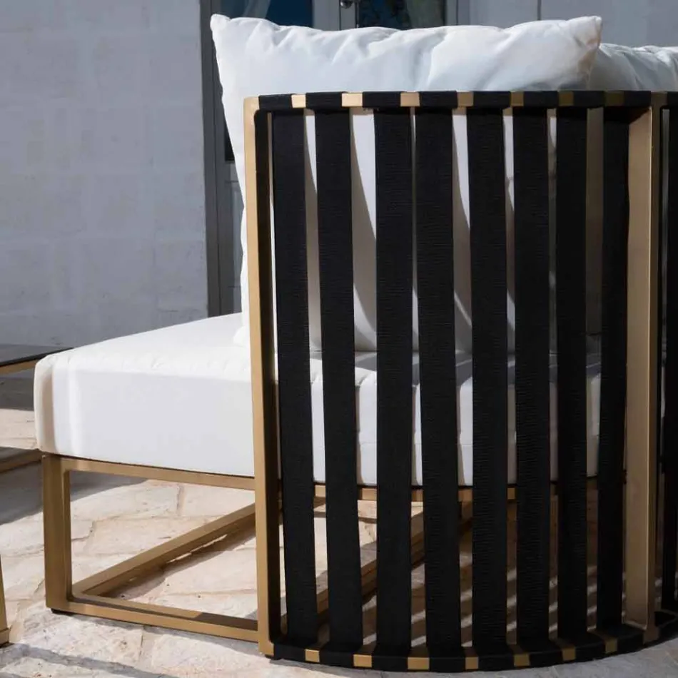 Outdoor Armchair in Aluminium and Luxury Design Ropes 3 Finishes - Julie Viadurini
