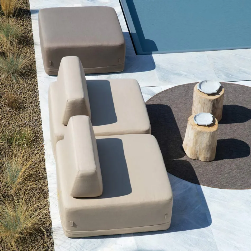 Outdoor Square Armchair Covered in Fabric Made in Italy - Lilium Viadurini