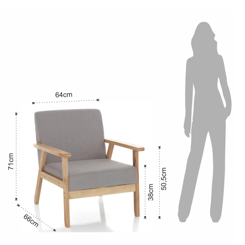 Armchair Made of Solid Pine Wood - Xenon Viadurini