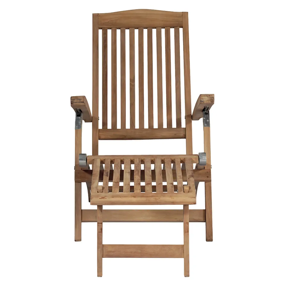 Reclining Garden Armchair Made of Teak Wood - Jade Viadurini