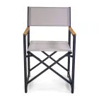 Director's Chair Made of Aluminium, Textilene and Teak Armrest - Tenda Viadurini