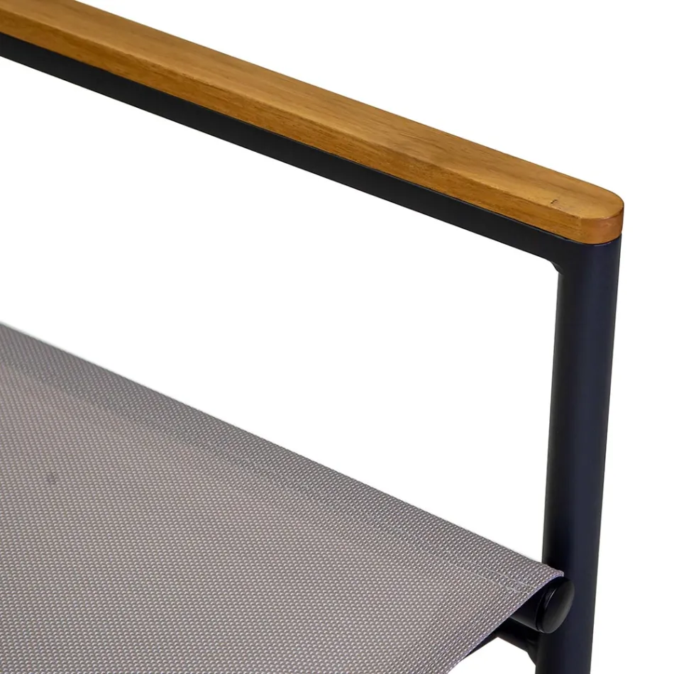 Director's Chair Made of Aluminium, Textilene and Teak Armrest - Tenda Viadurini