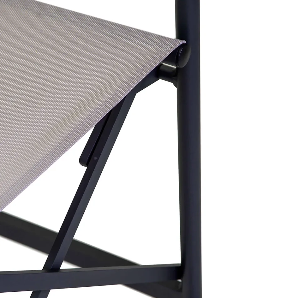 Director's Chair Made of Aluminium, Textilene and Teak Armrest - Tenda Viadurini