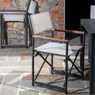 Director's Chair Made of Aluminium, Textilene and Teak Armrest - Tenda Viadurini