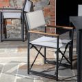 Director's Chair Made of Aluminium, Textilene and Teak Armrest - Tenda