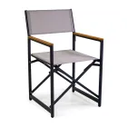 Director's Chair Made of Aluminium, Textilene and Teak Armrest - Tenda Viadurini