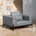 Relaxing Garden Armchair in Aluminium and Fabric, Design in 3 Finishes - Filomena Viadurini
