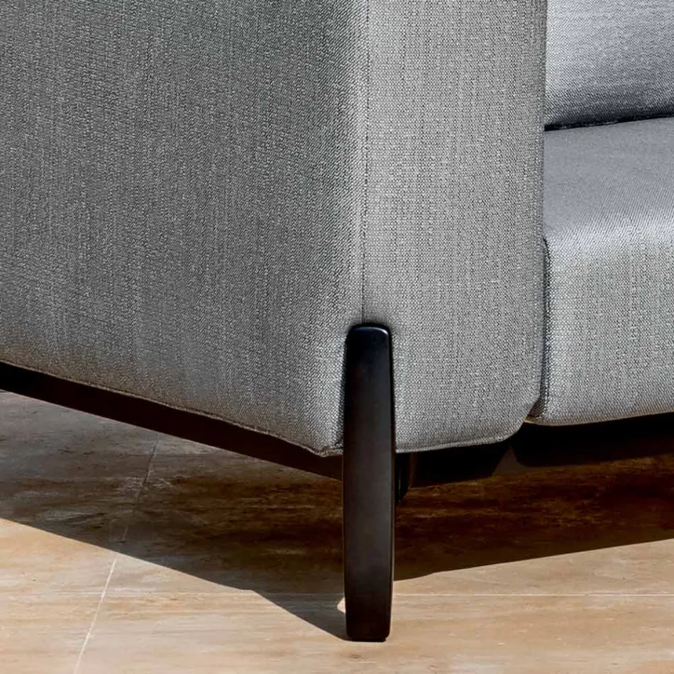 Relaxing Garden Armchair in Aluminium and Fabric, Design in 3 Finishes - Filomena Viadurini