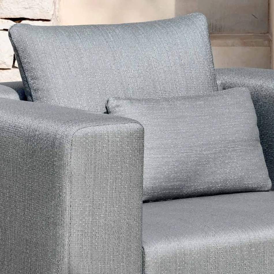 Relaxing Garden Armchair in Aluminium and Fabric, Design in 3 Finishes - Filomena Viadurini