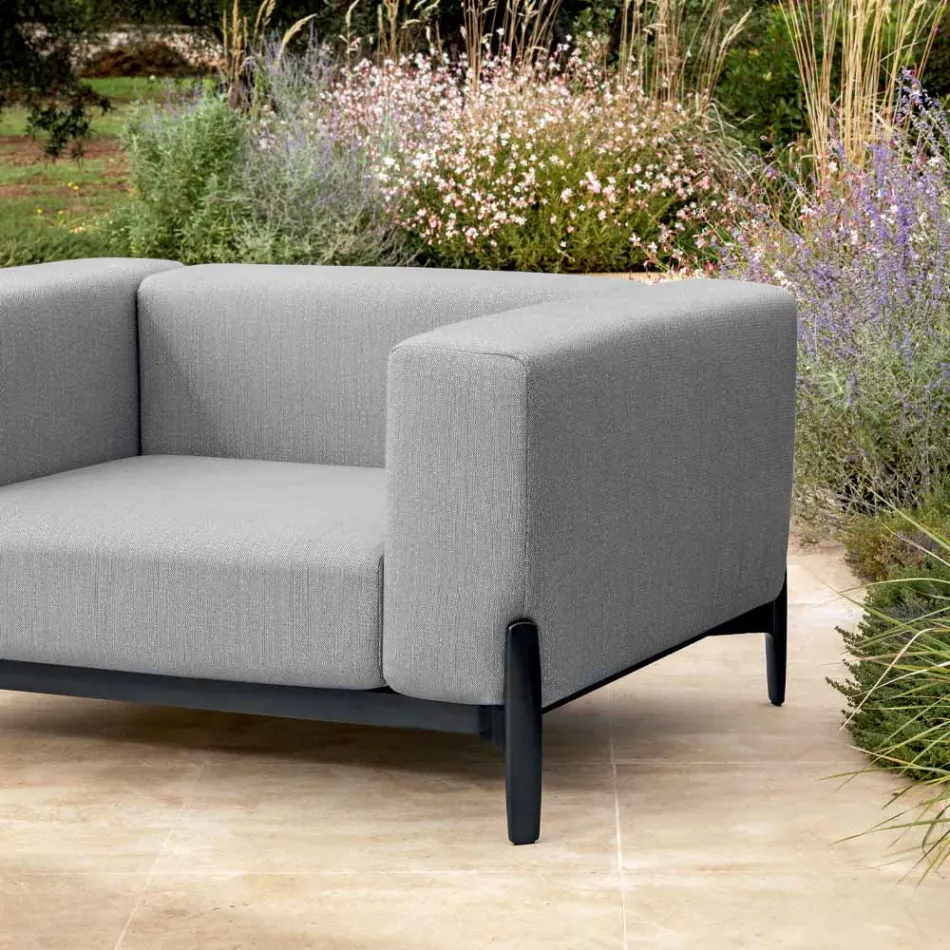 Relaxing Garden Armchair in Aluminium and Fabric, Design in 3 Finishes - Filomena Viadurini