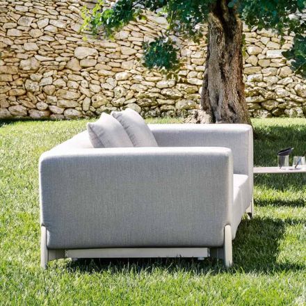Relaxing Garden Armchair in Aluminium and Fabric, Design in 3 Finishes - Filomena Viadurini