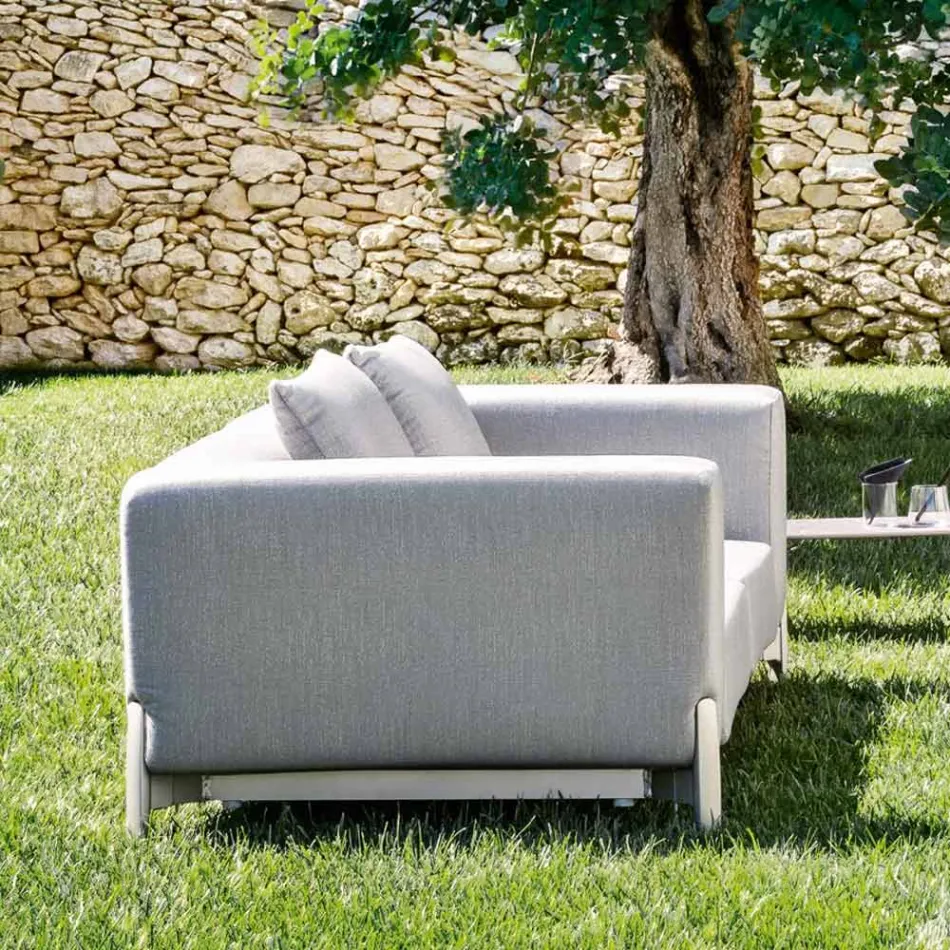 Relaxing Garden Armchair in Aluminium and Fabric, Design in 3 Finishes - Filomena Viadurini
