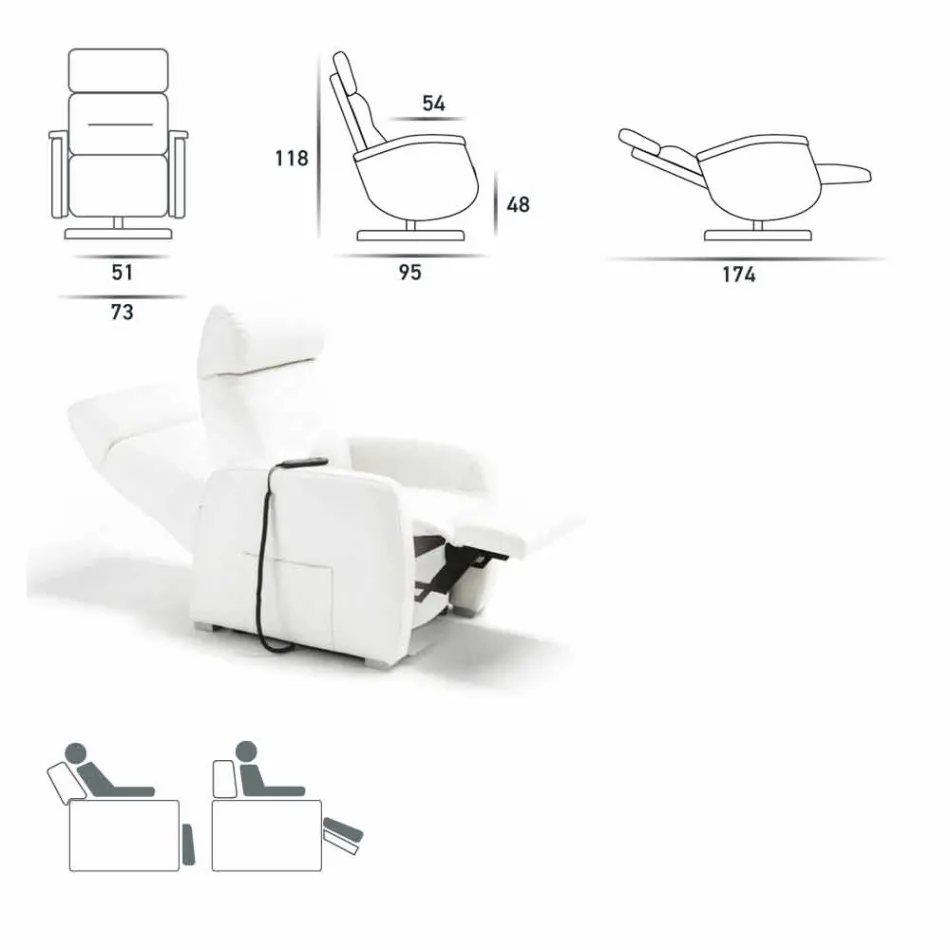 Swivel armchair Gemma with fabric/leather/faux leather upholstery Viadurini