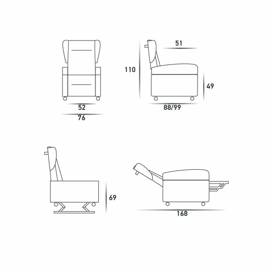 Orthopedic relax armchair 4 motors made in Italy Giglio, modern design Viadurini