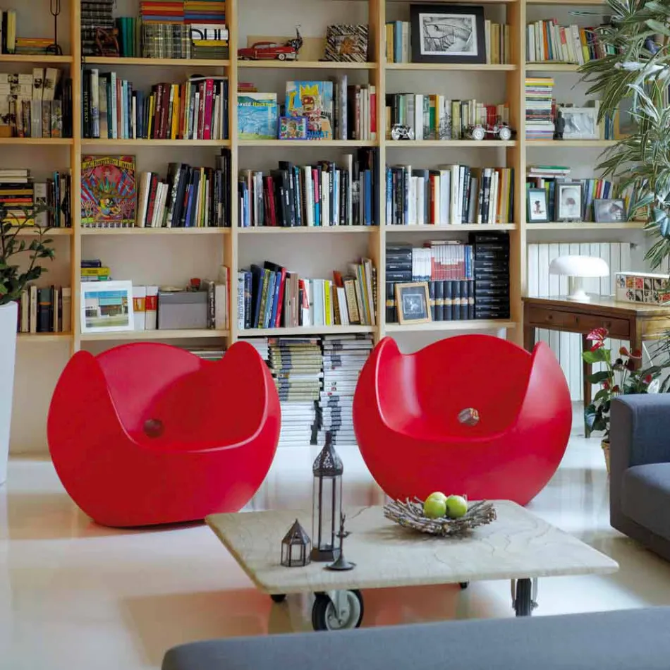 Round shaped rocking armchair Slide Blos colored design made in Italy Viadurini